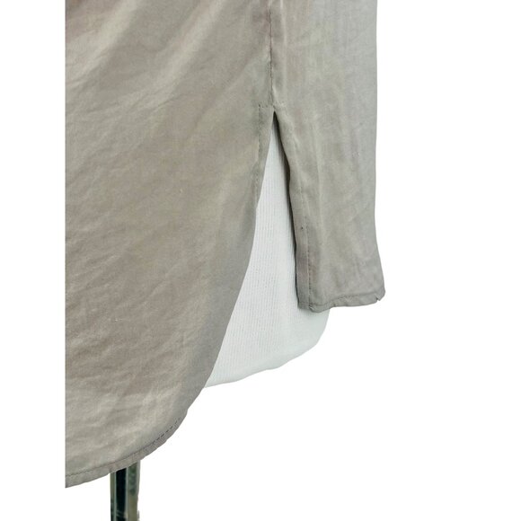 Zara Basic Gray Rolled Sleeves Pyramid Studded Shoulder Blouse - Picture 10 of 15